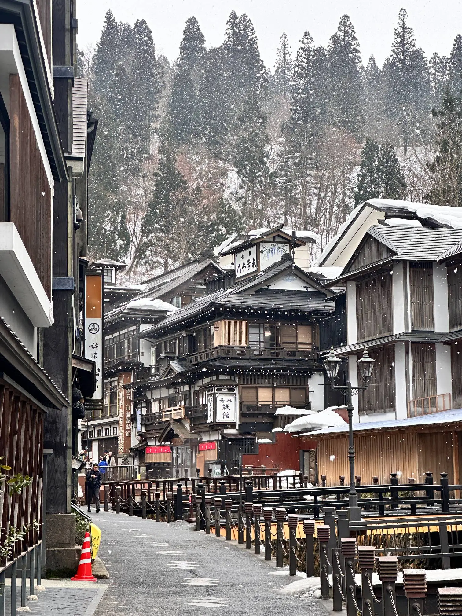 Evening view of Ginzan Onsen